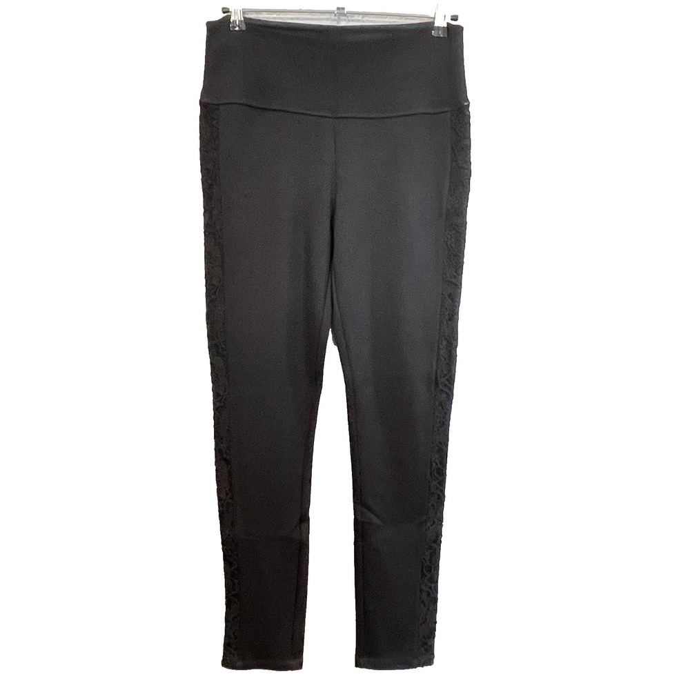 Ruby Ribbon Women's XL Black Laced Leggings Tummy Tucking Stretch Casual